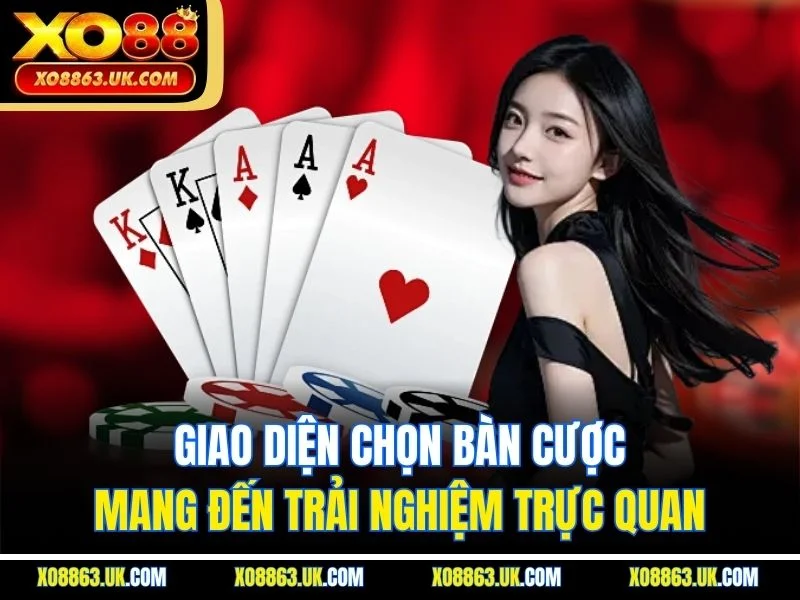 Giao diện chọn bàn cược mang đến trải nghiệm trực quan
